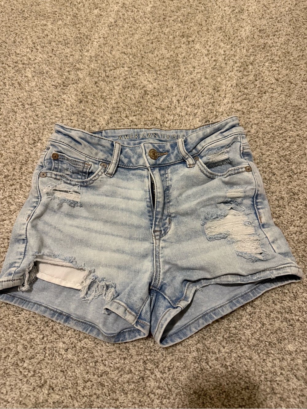 American Eagle Outfitters Light Wash Distressed Denim Shorts
